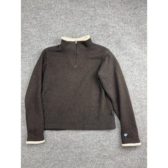 Kuhl Alfpaca Fleece Sweater Womens Small Brown Quarter Zip Sherpa Trim Pullover - Picture 1 of 7
